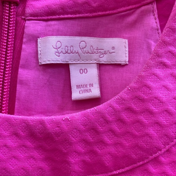Lilly Pulitzer Size 00 Pink/Fuschia Dress with Gold Embroidery - Picture 6 of 7